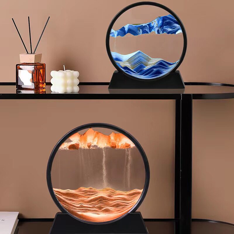 创意3D山水流沙画沙漏摆件网红桌