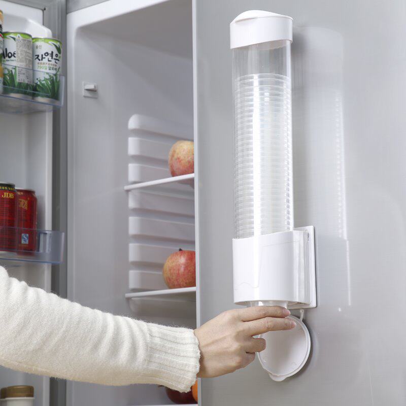 一次性杯子取杯器免打孔防尘塑料纸杯自动滑落器杯子架收纳盒