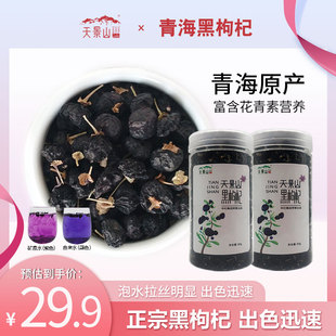 泡水黑构杞苟杞子黑果苟杞花160g 黑枸杞泡茶青海青素小果罐装