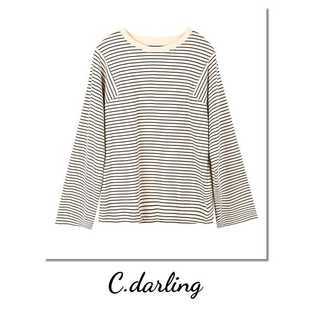 24秋款 拼接体恤JJ240126A 北欧极简条纹显瘦长袖