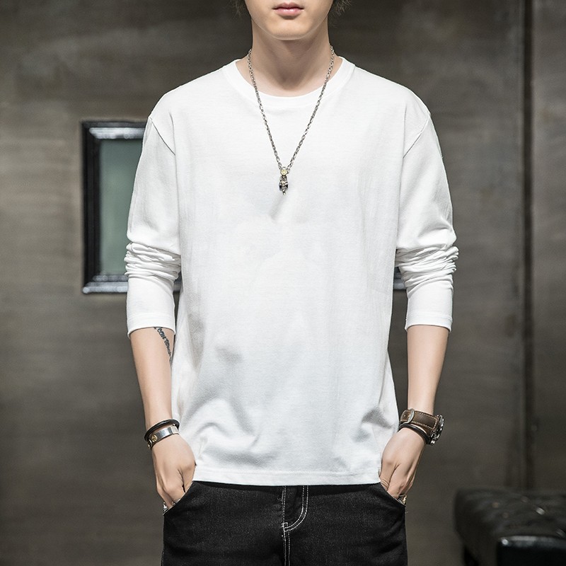 长袖t恤男款纯棉男装纯色男生上衣休闲卫衣单穿百搭男士T恤衣服