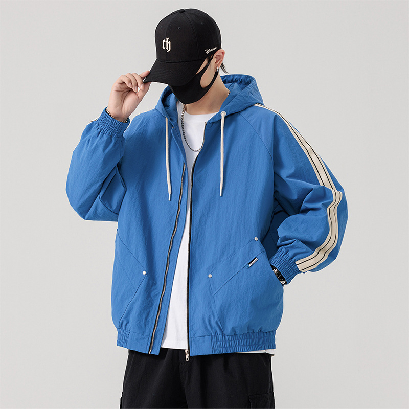 男士大码连帽休闲夹克春秋款胖男生加肥加大潮流户外运动防风外套