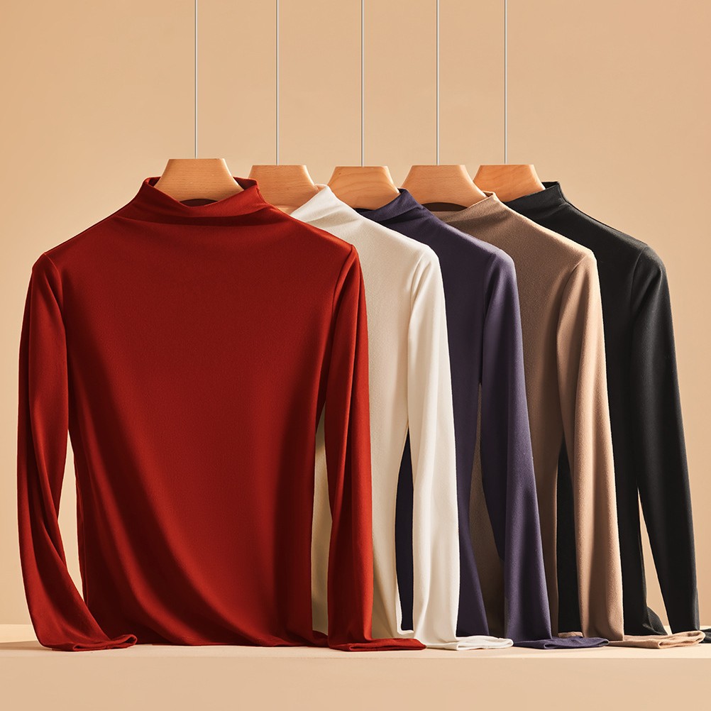 秋冬保暖内衣秋衣打底衫修身长袖时尚内搭纯色上衣保暖衣女磨毛绒