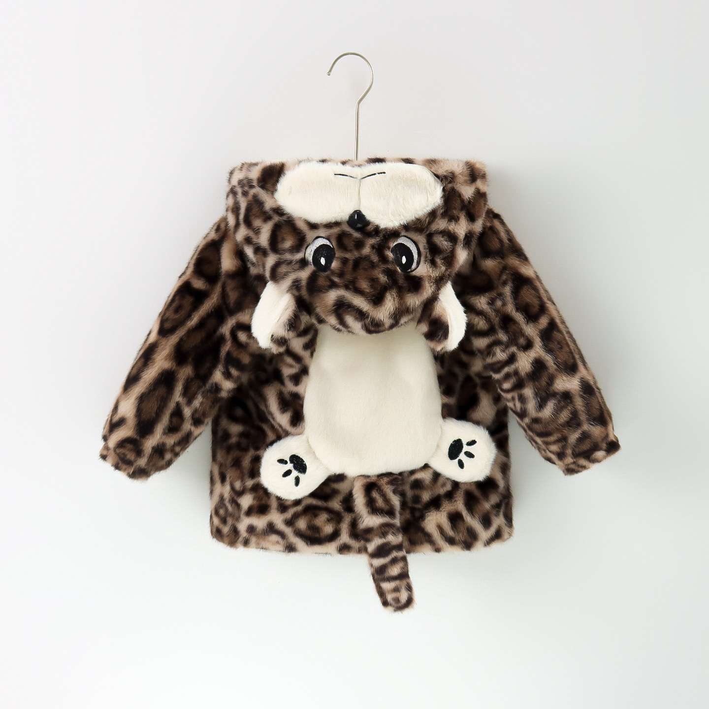 童装新款女童豹纹豹子毛毛衣加棉外套儿童冬季保暖皮草上衣冬装