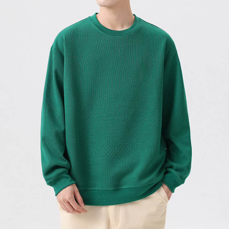 春秋男士大码圆领卫衣胖子男纯色长袖打底衫加肥加大套头上衣男装