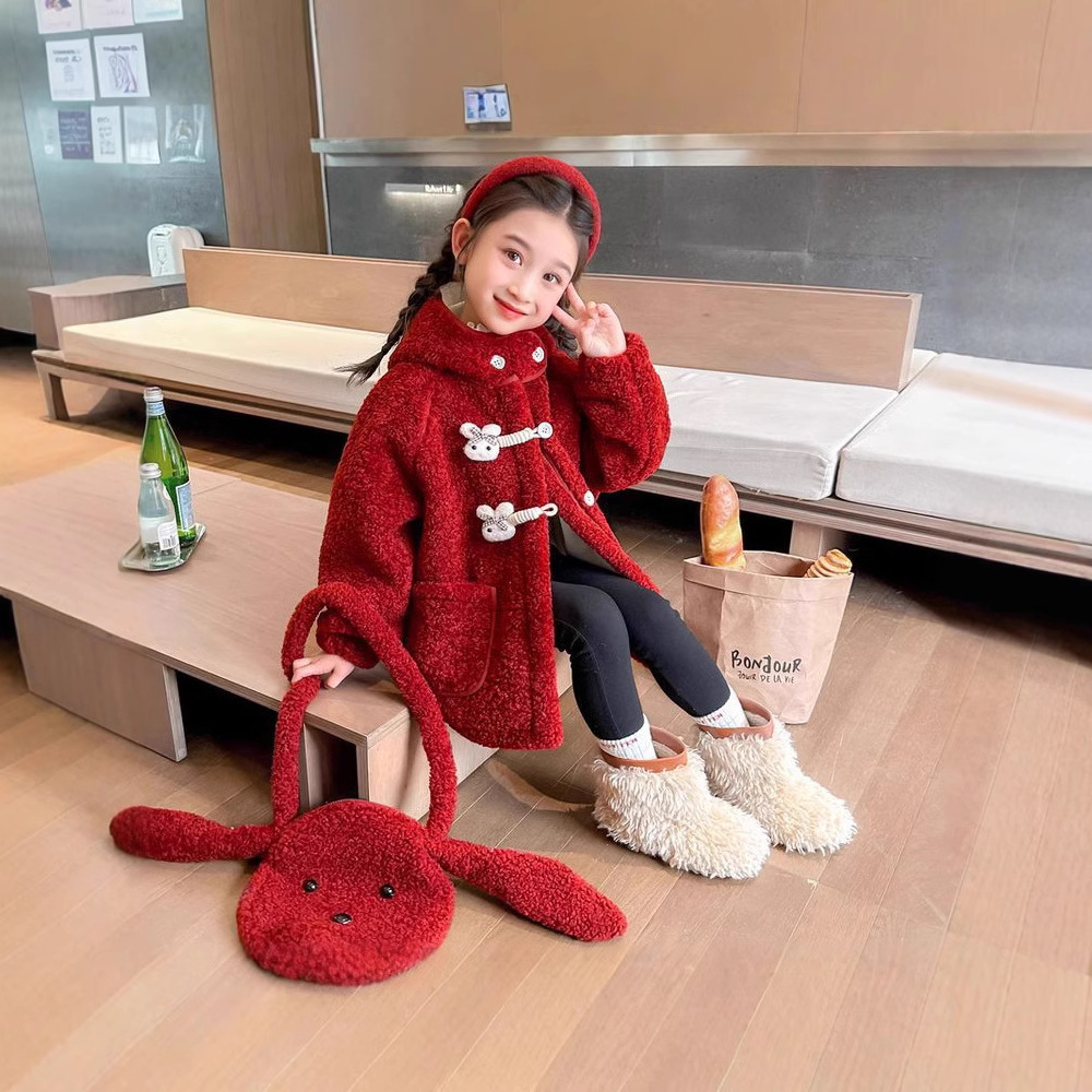 女童外套秋冬装2024新款洋气时髦加厚羊羔绒大衣儿童装毛毛衣冬季