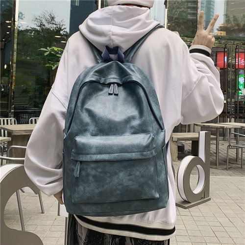 软皮初中生高中生日系双肩包