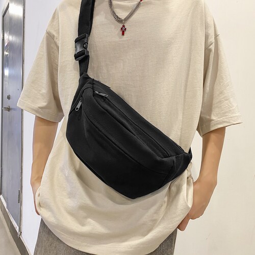 胸包男ins潮牌帆布手机单肩小背包休闲百搭夏季新款斜挎包腰包