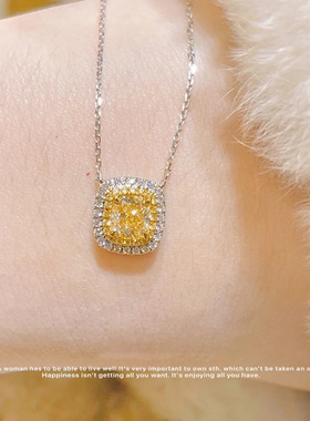 彩宝新品18k金黄天然项链女钻石