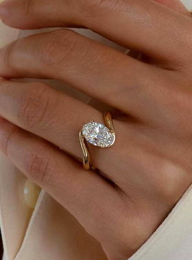 冰花切扭臂开口戒指女轻奢指环