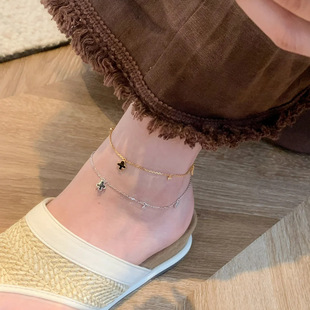 简约新款 扑克牌脚链女小众设计感ins冷淡风时尚 网红轻奢伸缩足链