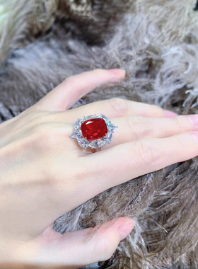 红宝石戒指女欧美风奢华超闪饰品