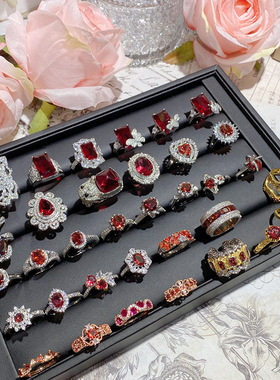 奢华红宝石戒指红刚玉百搭指环