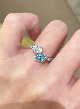 椭圆交叠锆石开口戒指感轻奢指环