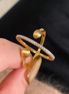 拉丝星环戒指高级感创意丝巾扣