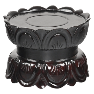 整木供奉佛像观音菩萨关公财神莲花台实木圆形摆件神佛底座高托架