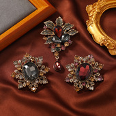 复古设计感水晶胸针高档精致宫廷风别针时尚 花朵大衣外套配饰胸花