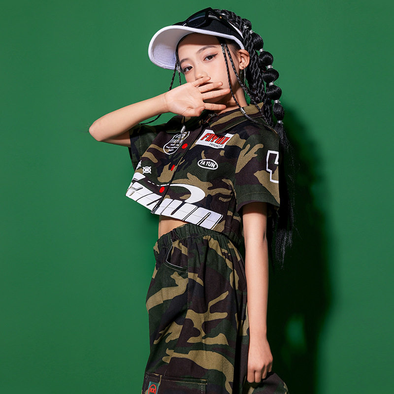 女童爵士舞服装帅气日系街舞演出服套装少儿嘻哈hiphop走秀舞台潮_虎窝淘