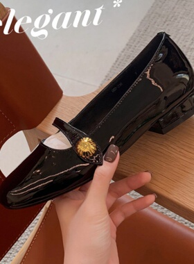 苏茵茵玛丽珍单鞋2024年春新款粗跟圆头小皮鞋女低跟显瘦平底单鞋