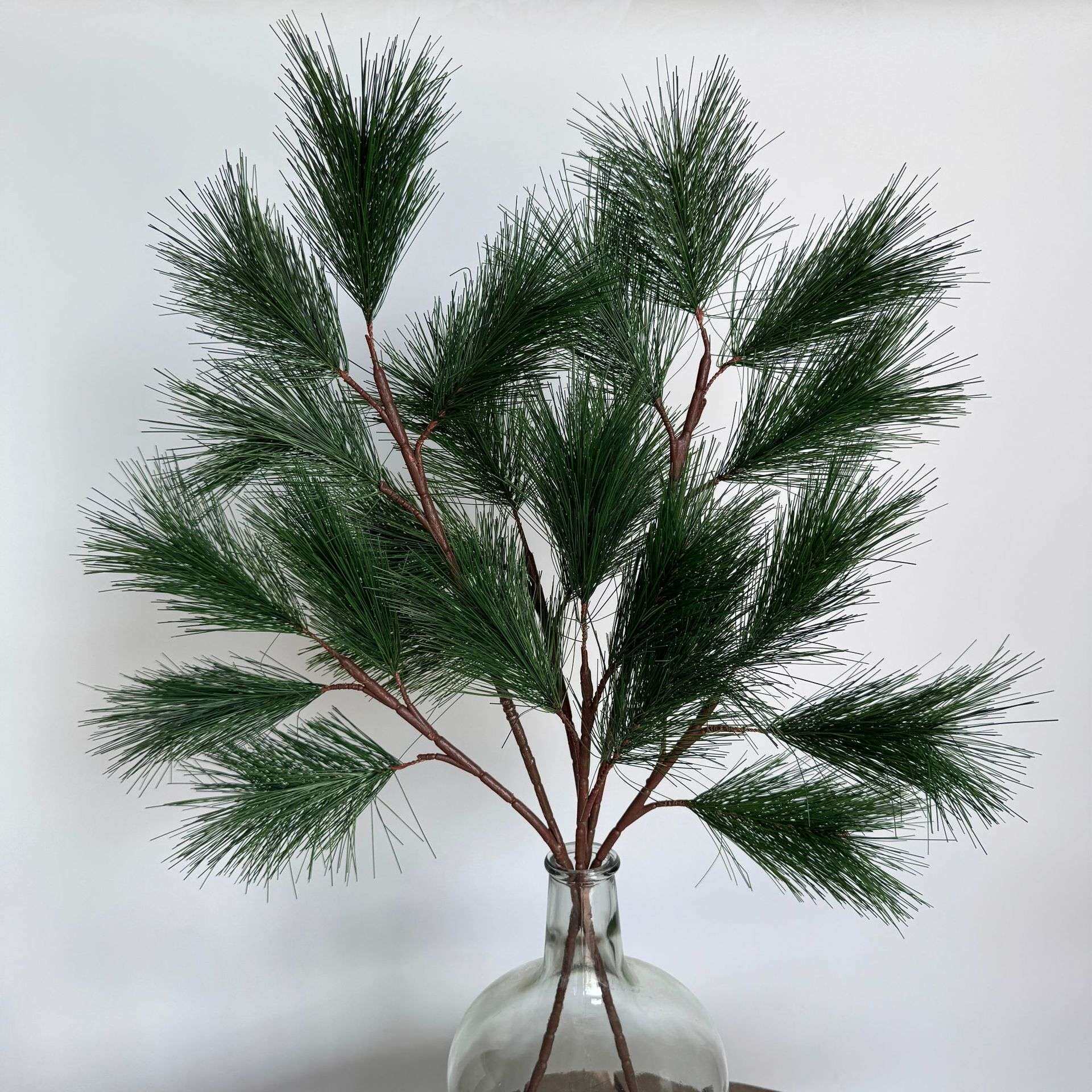 仿真植物松柏枝迎客松松针树塑料圣诞叶树叶松树枝插枝圣诞装饰花