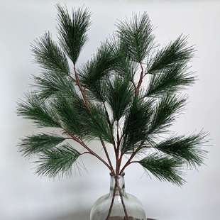 仿真植物松柏枝迎客松松针树塑料圣诞叶树叶松树枝插枝圣诞装饰花
