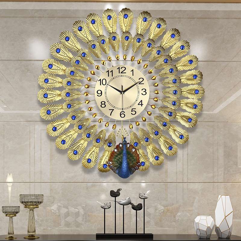 时尚北欧钟表客厅现代简约家用装饰时钟挂墙网红创意餐厅挂钟孔雀