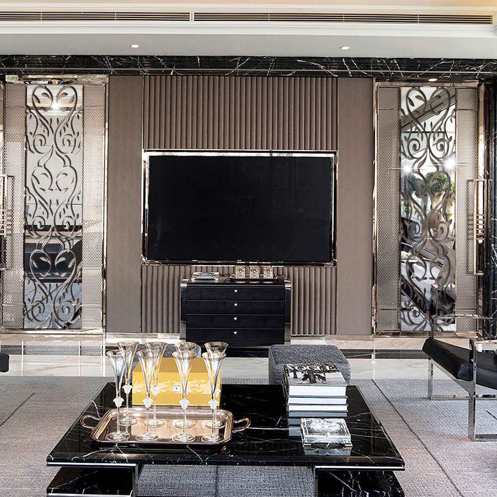 JM341 腰线雕花 3D立体亚克力镜面贴电视背景墙装饰 墙贴