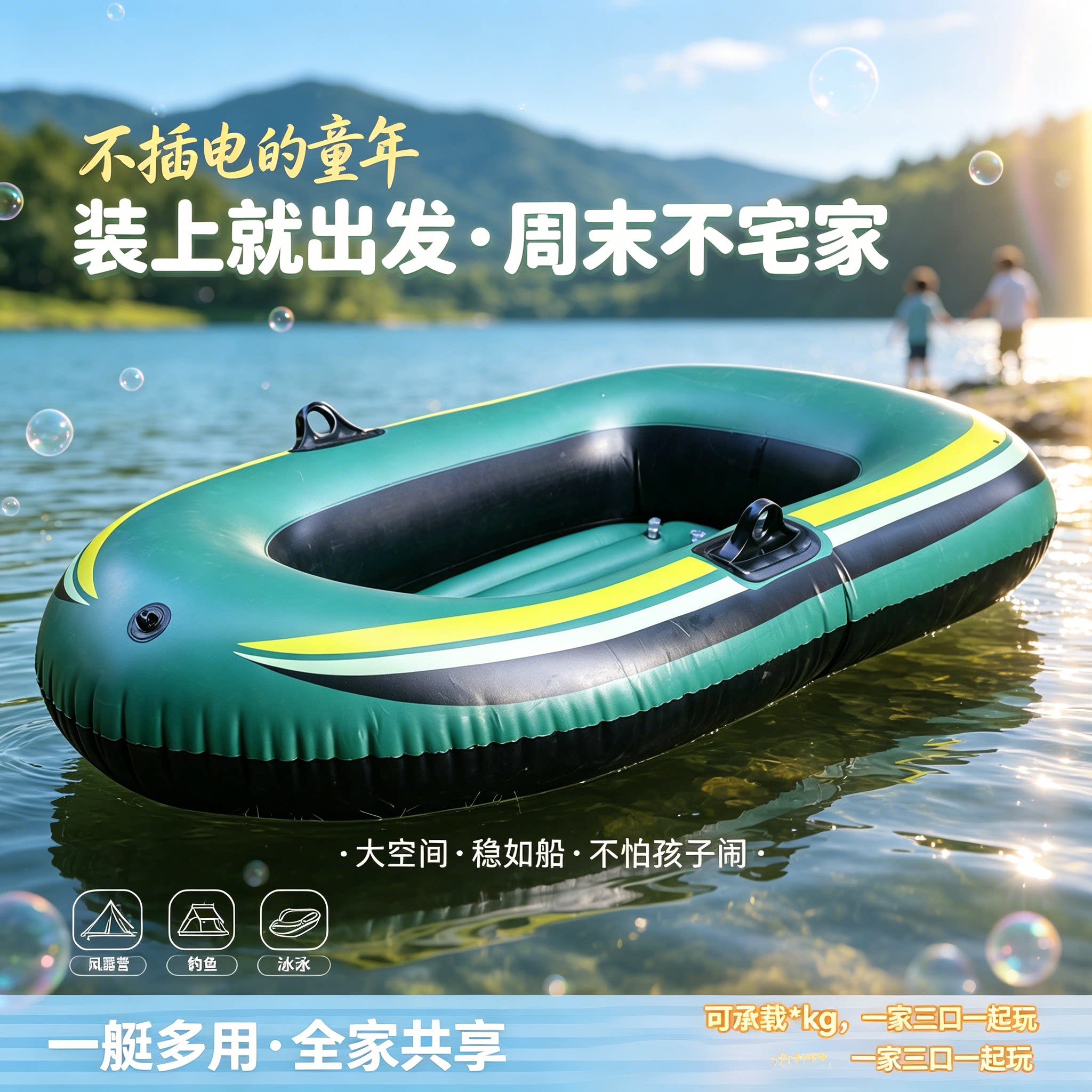 水上漂浮游泳池小船充气卡丁船图片