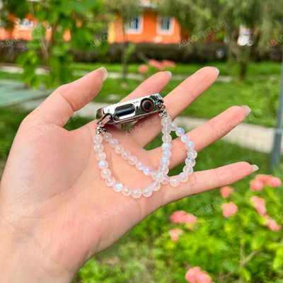 蓝月光表带适用ApplewatchS10苹果高级iwatchs9水晶表带透气夏女