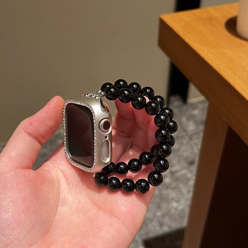 高级小众黑曜石手串适用ApplewatchSE苹果手表新中式iwatch表带女