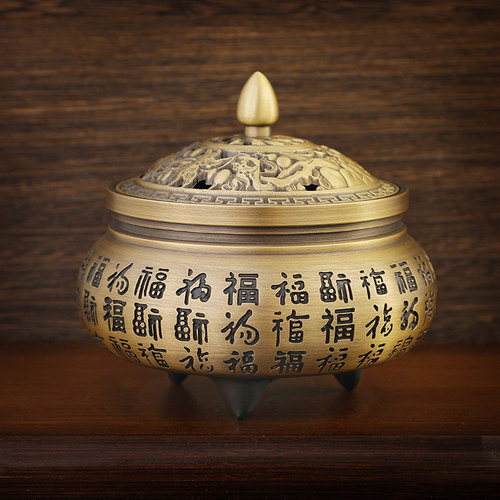 纯铜香炉供奉禅意家用摆件