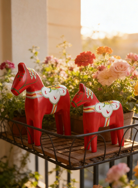 马年红红火火手工彩绘木马摆件