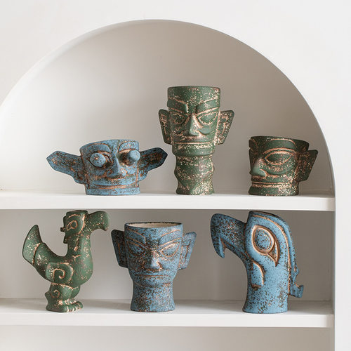 覆古彷青铜文物陶瓷花瓶摆件客厅玄关电视柜酒柜餐厅可以装饰品