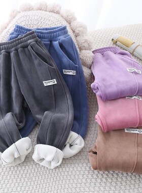 现货Winter Pants For Kids Boy Girls Baby Girl Warm FleZece T