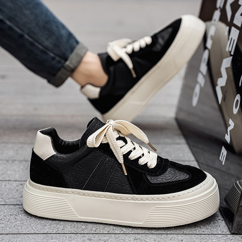 2026新款春秋男鞋低帮板鞋潮流休闲鞋百搭厚底增高时尚男生鞋子,流行男鞋,休闲板鞋,淘宝优惠券,粉丝福利购,淘宝优惠卷