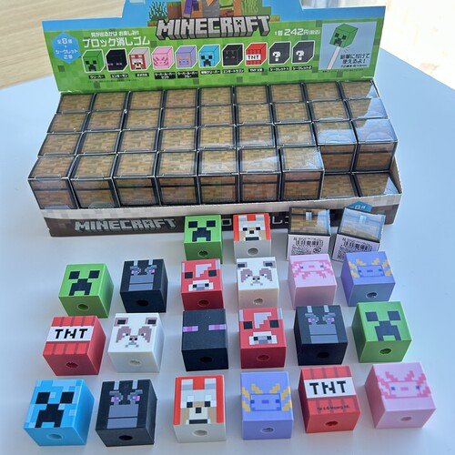 日本正版我的世界Minecraft周边文具多款苦力怕 笔头橡皮擦 盲盒