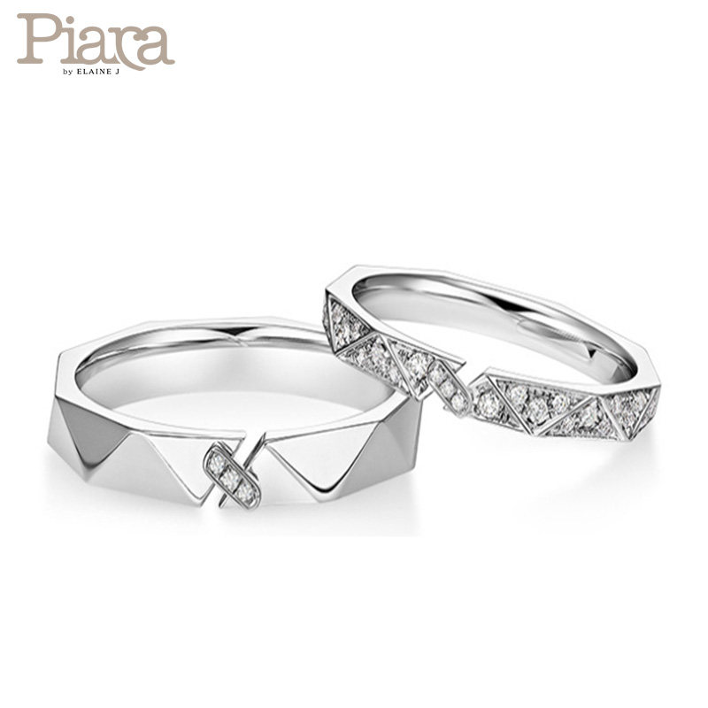 piara纸短情长情侣对戒小众925银2021欧美新款开口戒指送女友礼物