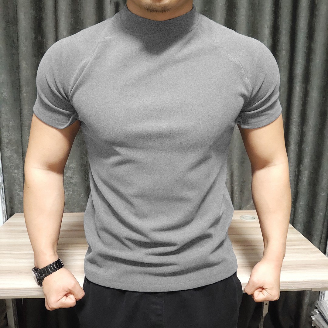 运动德绒收口短袖男秋冬保暖打底衫显型圆领T恤跑步训练健身衣潮