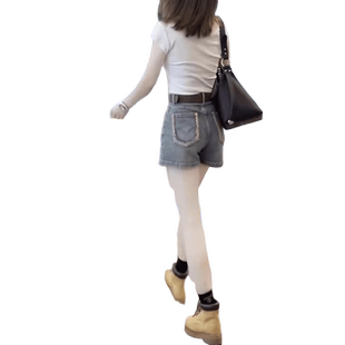 牛仔短裤女夏季2024年新款高腰裤子薄款毛边短裤夏天破洞休闲热裤