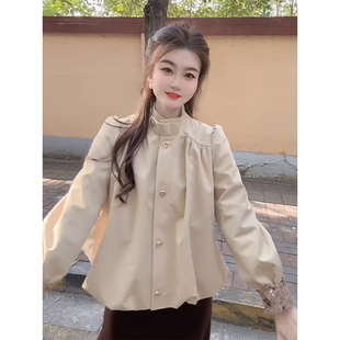 2025款巨好看韩里韩气的卡其色短款外套女款秋高级感chic别致上衣