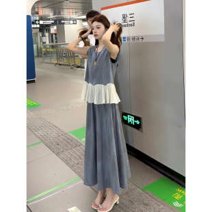 洋气显瘦减龄无袖 时尚 新款 裙女夏季 上衣半身裙气质两件套 减龄套装
