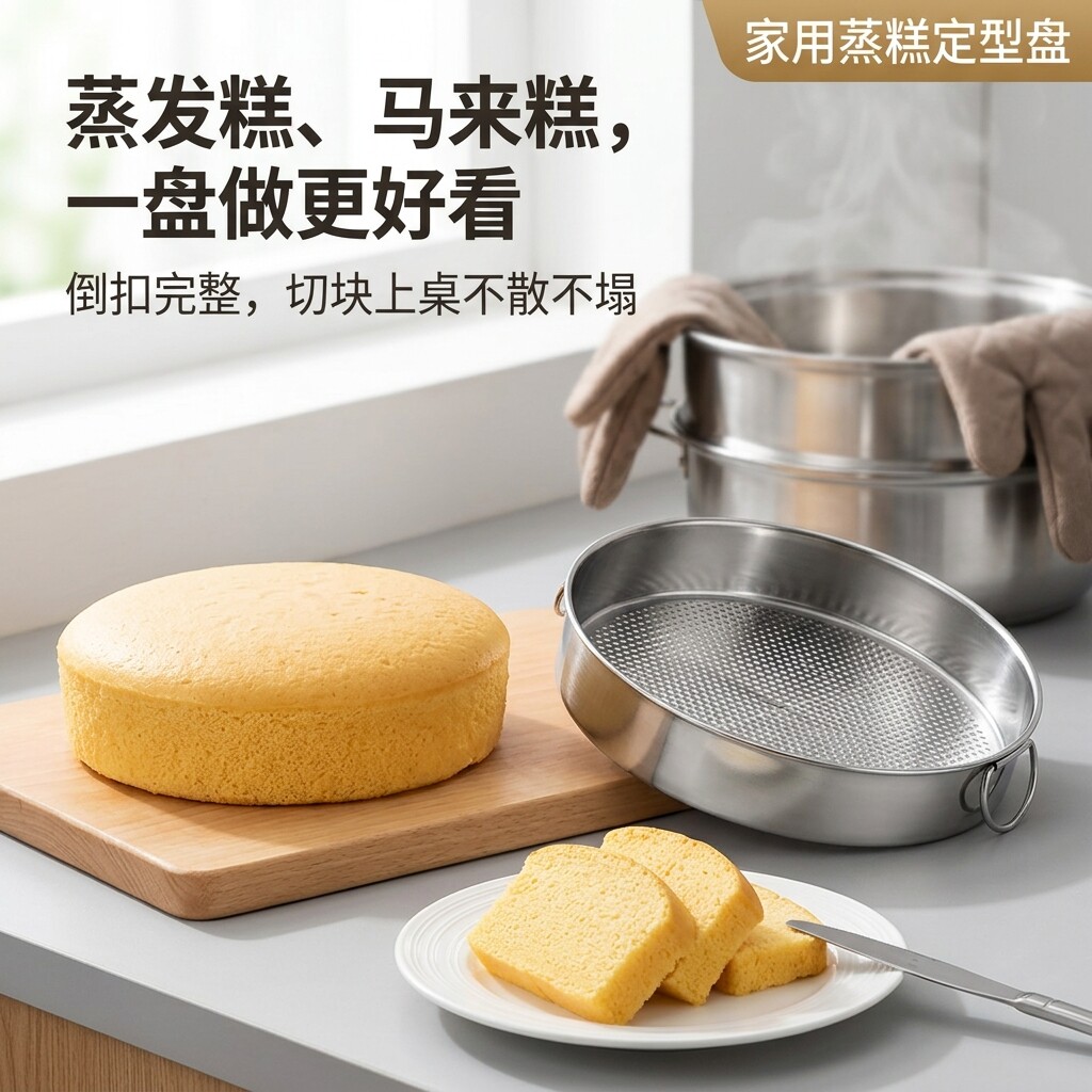 304不锈钢蒸盘蒸发糕年糕千层糕模具家用马拉糕米糕烘焙蛋糕烤盘