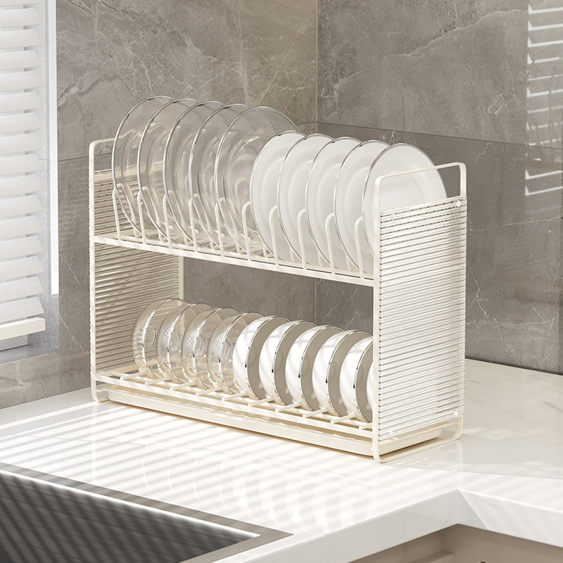 轻奢厨房碗碟收纳架橱柜内置物架抽屉式碗篮碗盘拉篮盘子沥水碗架