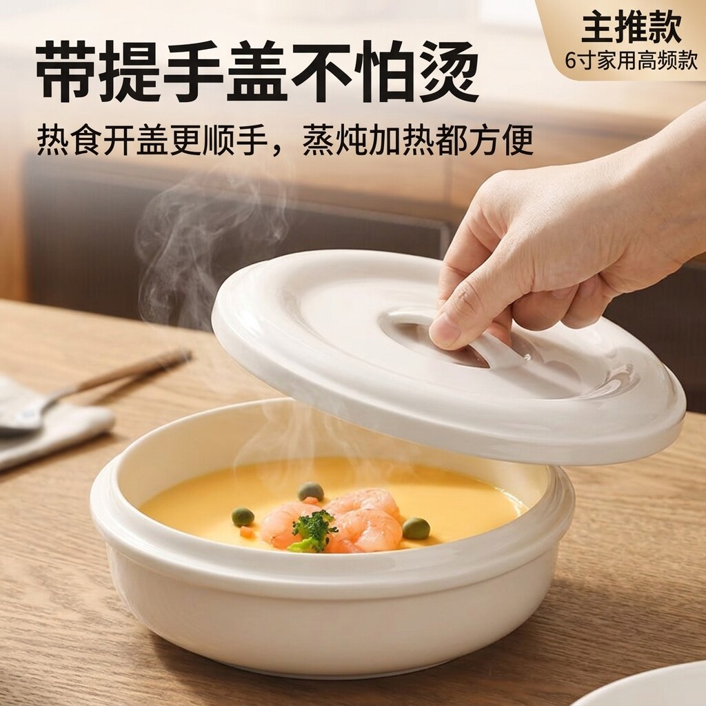 家用骨瓷蒸蛋碗陶瓷带盖炖盅可微波炉宝宝辅食碗燕窝汤盅早餐蒸碗