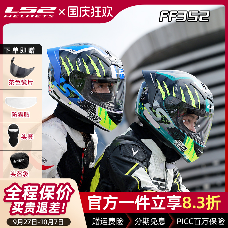 LS2头盔摩托车全盔大尾翼男四季