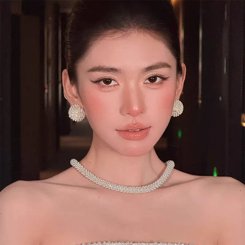 新娘婚纱礼服配饰高级感2026法式气质珍珠耳环项链女时尚婚礼大气