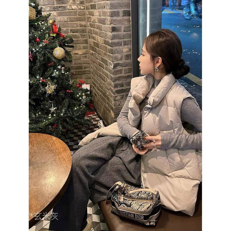韩系时髦羽绒棉马甲女外穿2025新款秋冬立领坎肩保暖棉服背心外套