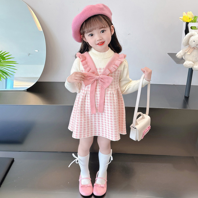 儿童新款春秋季2023甜美可爱女童长袖公主毛衣连衣裙女宝宝秋装潮