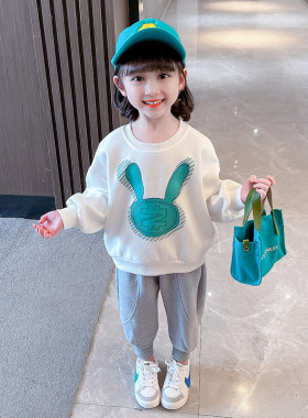 女童春秋套装2024新款韩版洋气纯棉春装儿童休闲春季卫衣宝宝运动