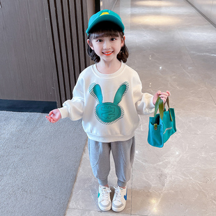 女童春秋套装2024新款韩版洋气纯棉春装儿童休闲春季卫衣宝宝运动